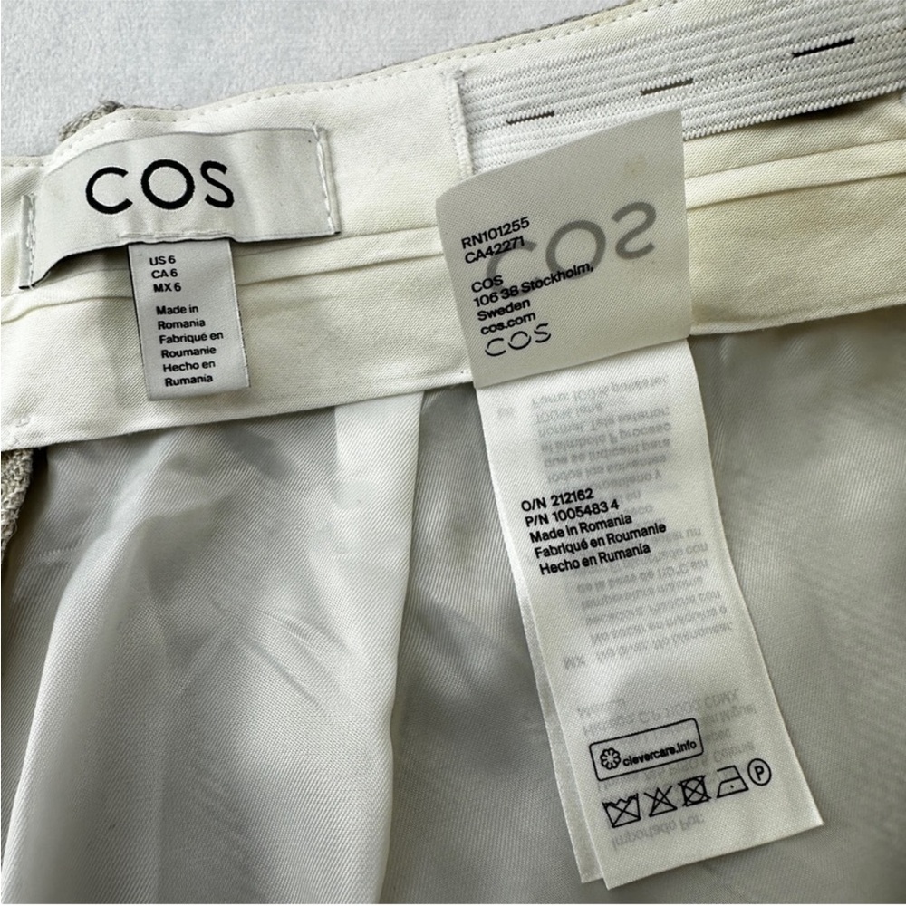 COS Wide Leg Wool Trouser Pant Tan / Gray size 6 US - Picture 11 of 11